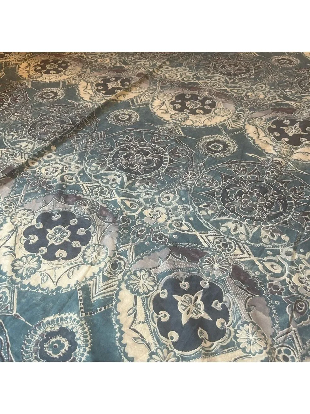 Pottery Barn Duvet Set Full/Queen Blue Medallion 2 Pullowcases Cotton Boho